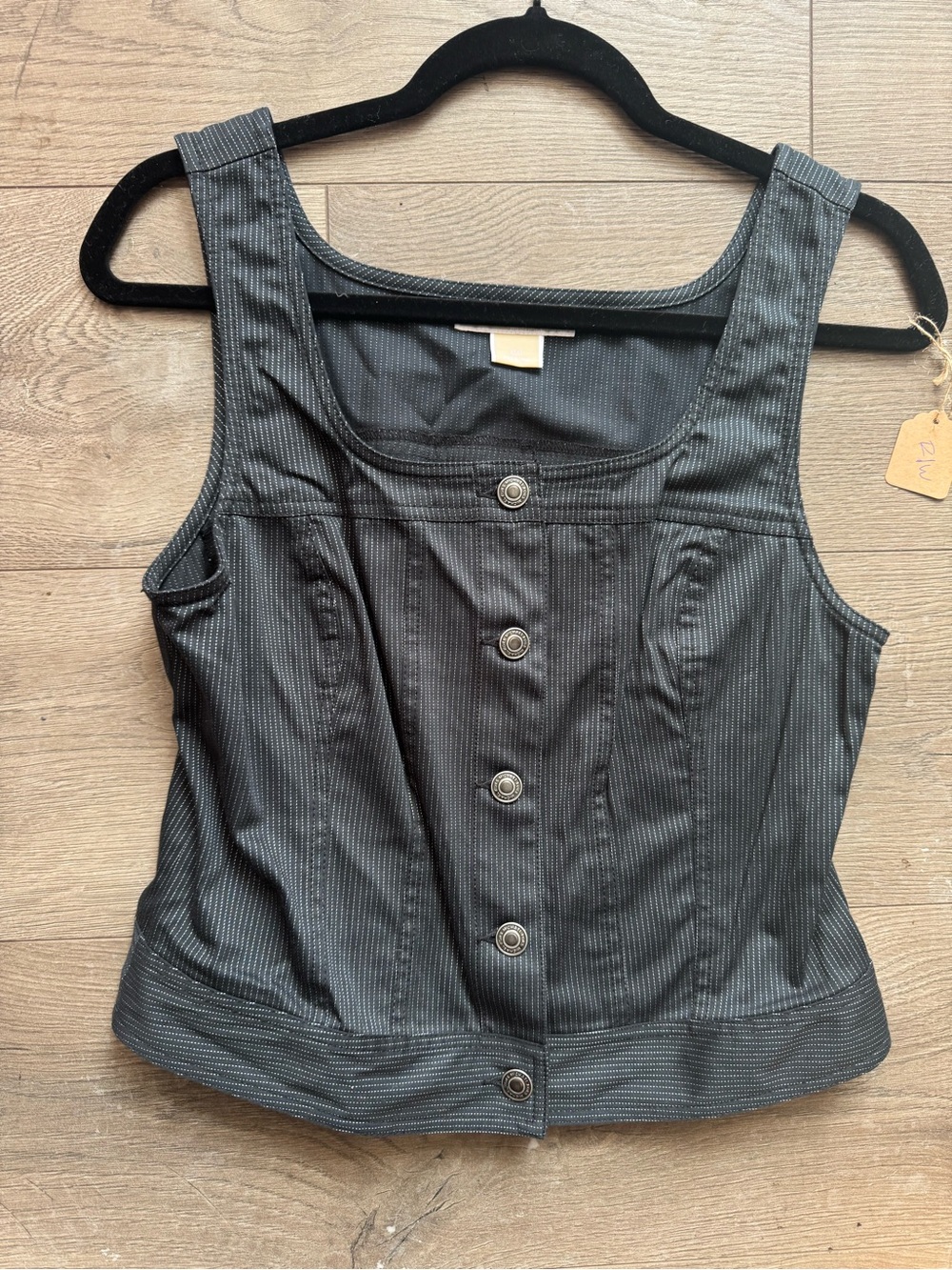 Michael Kors Black Pinstripe Button-Front vest